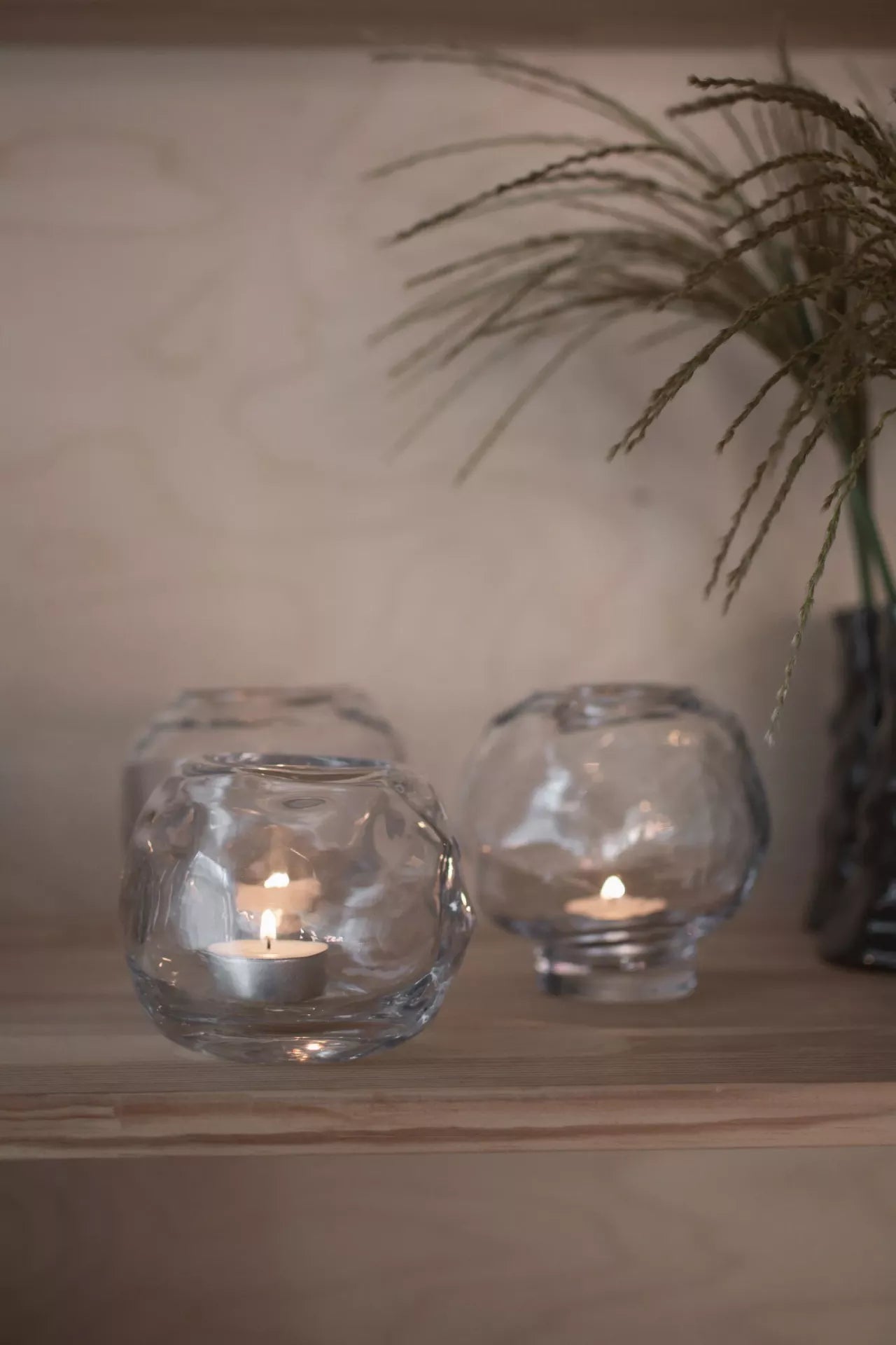 Bunch Mini Windlicht auf Fuß Glas transparent 12 cm-Verdancia