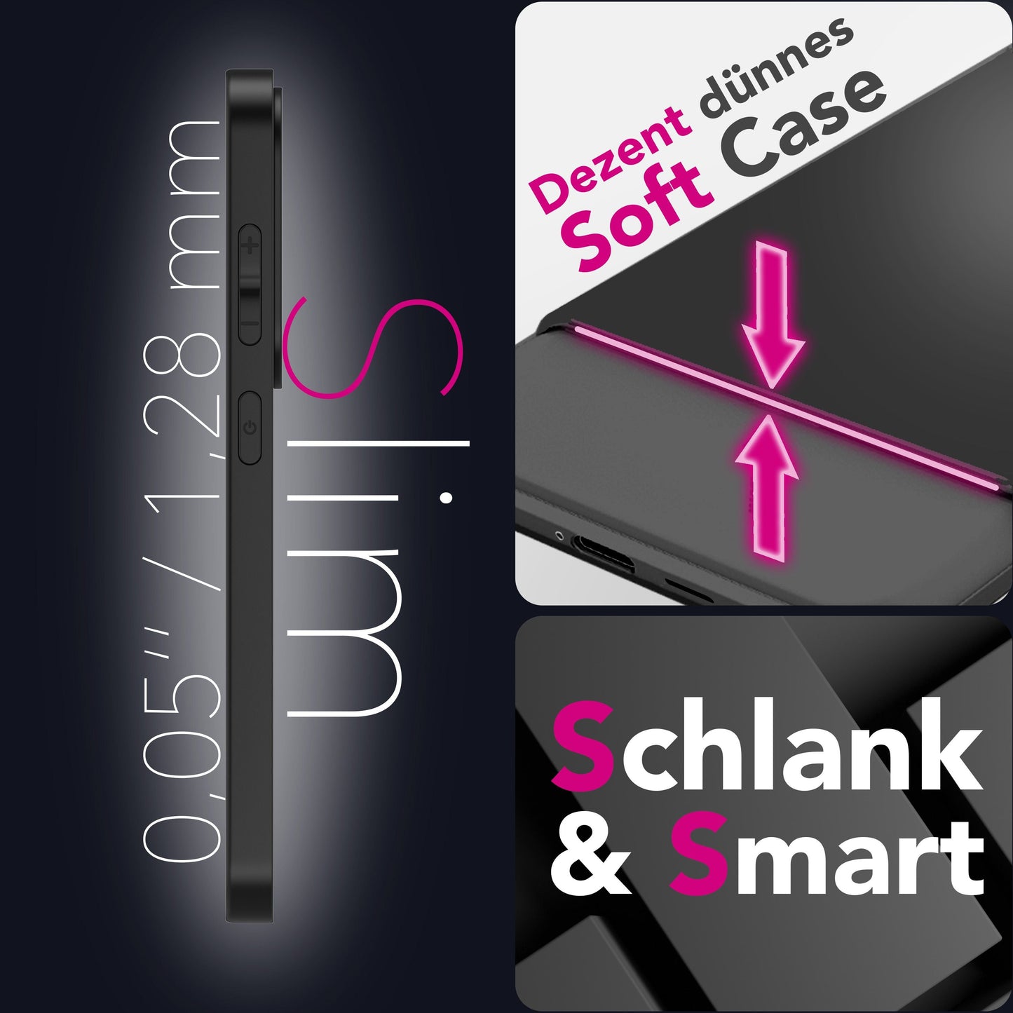 NALIA Hülle Strider für Samsung Galaxy S25 FE (Mattes Slim-Case) - Ultradünn 1,28mm, Soft-Touch TPU Cover, Staubschutz Tasten, Fingerabdruckarm, Handy Schutzhülle - Schwarz