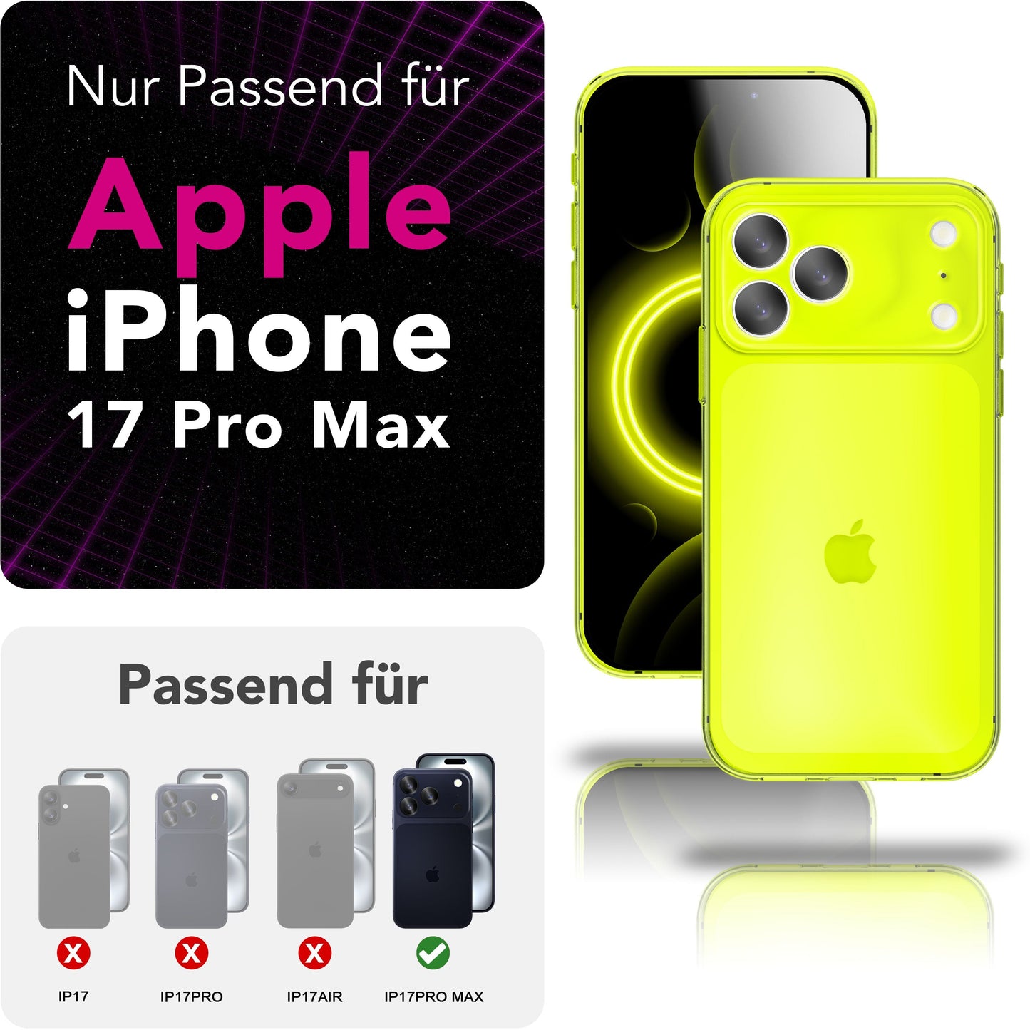 NALIA Hülle Vibe für Apple iPhone 17 Pro Max (Knallige Farben) - Neon Bunt Leuchtende TPU Schutzhülle, Semi-Transparent & Anti-Gelb, Flexibel, Wireless Handyhülle
