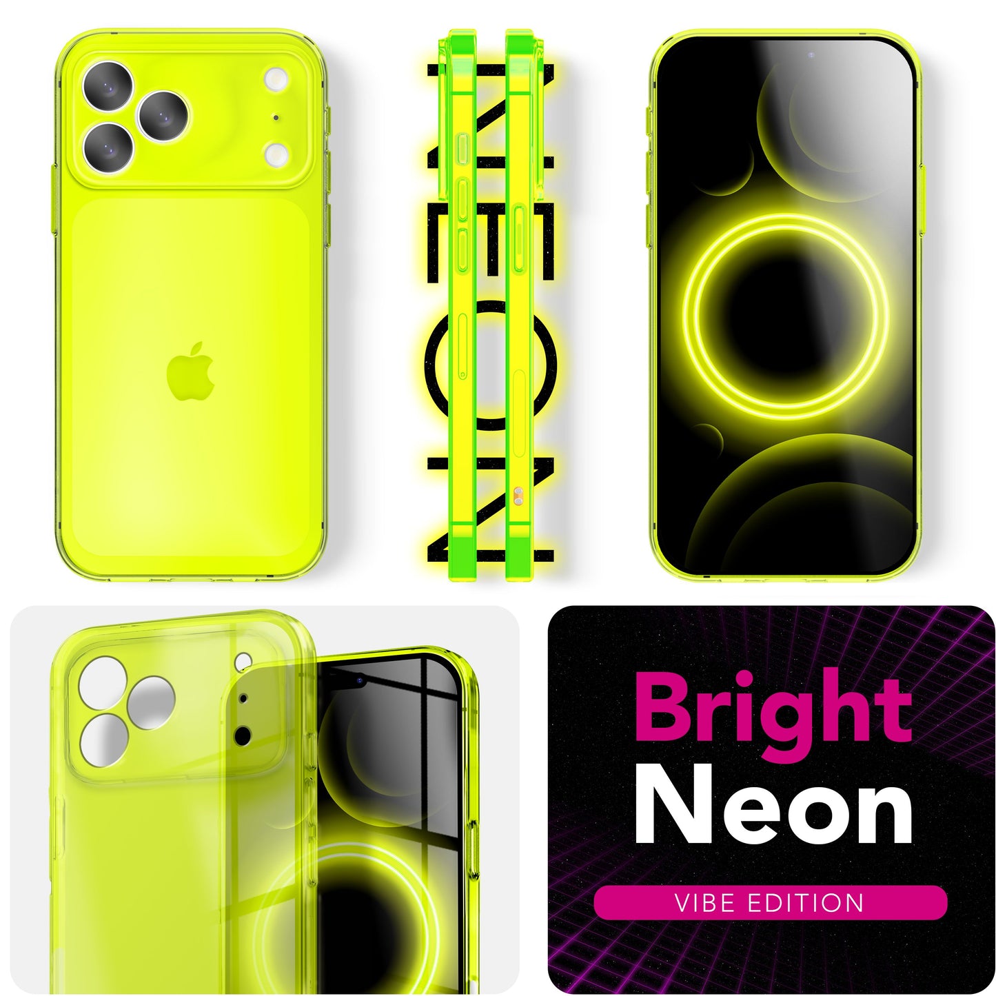 NALIA Hülle Vibe für Apple iPhone 17 Pro Max (Knallige Farben) - Neon Bunt Leuchtende TPU Schutzhülle, Semi-Transparent & Anti-Gelb, Flexibel, Wireless Handyhülle