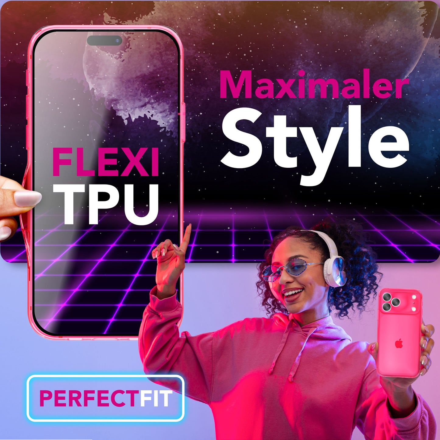 NALIA Hülle Vibe für Apple iPhone 17 Pro Max (Knallige Farben) - Neon Bunt Leuchtende TPU Schutzhülle, Semi-Transparent & Anti-Gelb, Flexibel, Wireless Handyhülle