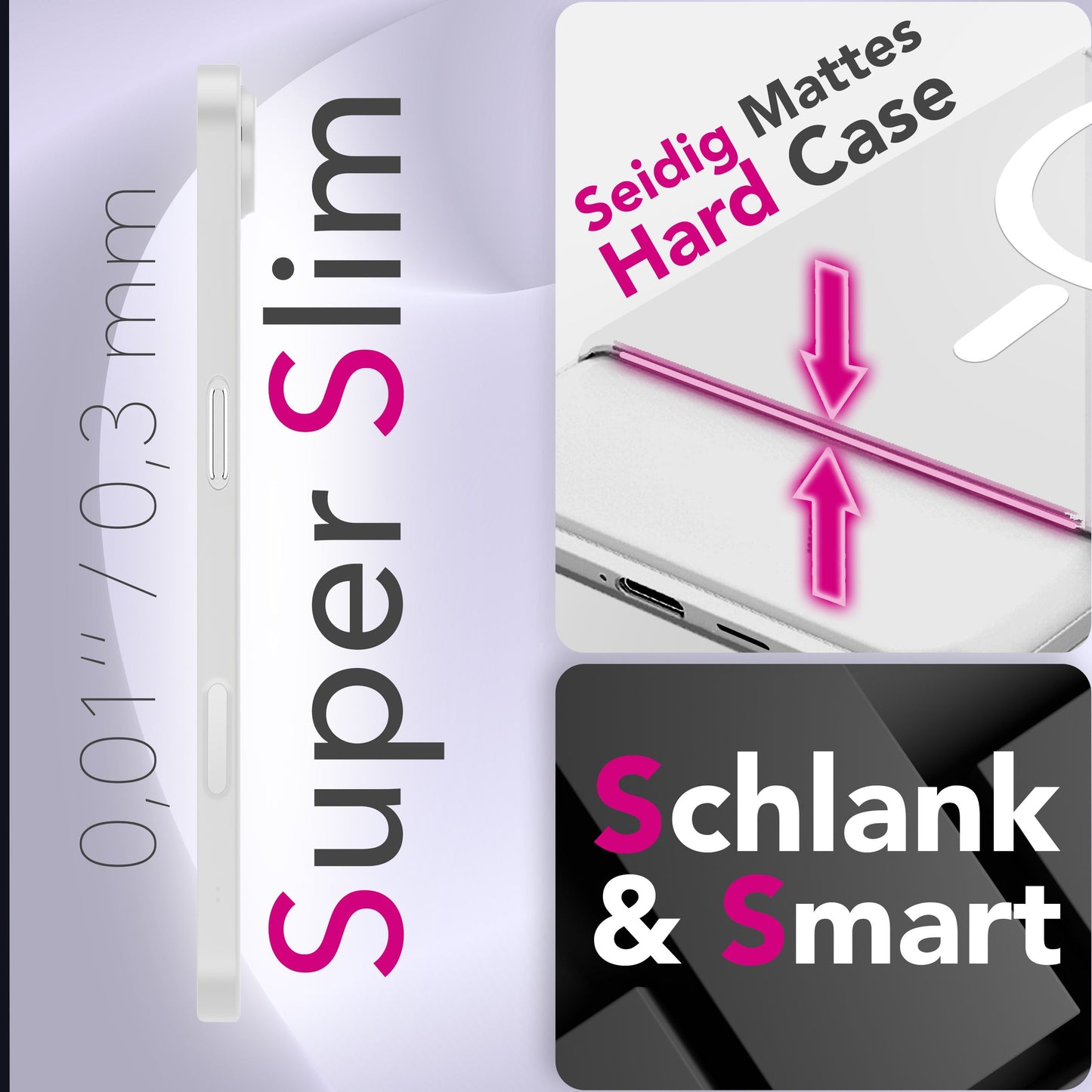 NALIA MagSafe Hülle Thinix Glow für Apple iPhone 17 Air (Extrem Dünn mit Leucht-Ring) - 0,3mm Ultra-Slim Hardcover, Leuchtet im Dunkeln, Durchsichtig & Matt