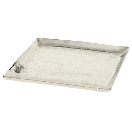 Dekoschale Dekoteller Metall Kerzentablett 25x25 cm Tablett Silber Quadratisch - Yabubest - Home & More