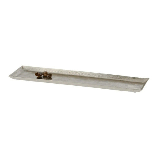 Dekoschale silber 52x12 cm Kerzentablett Metallschale Hammerschlag - Yabubest - Home & More