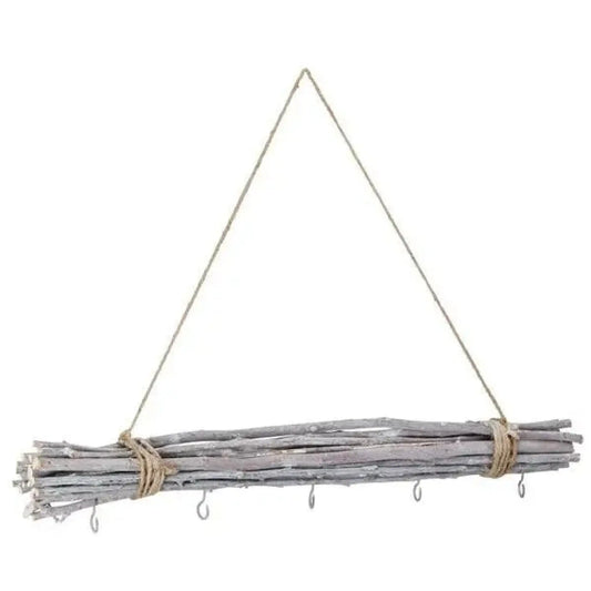 Dekozweige 50 cm Holz Fensterhänger mit 5 Haken braun natur Deko Landhaus Zweig - Yabubest - Home & More