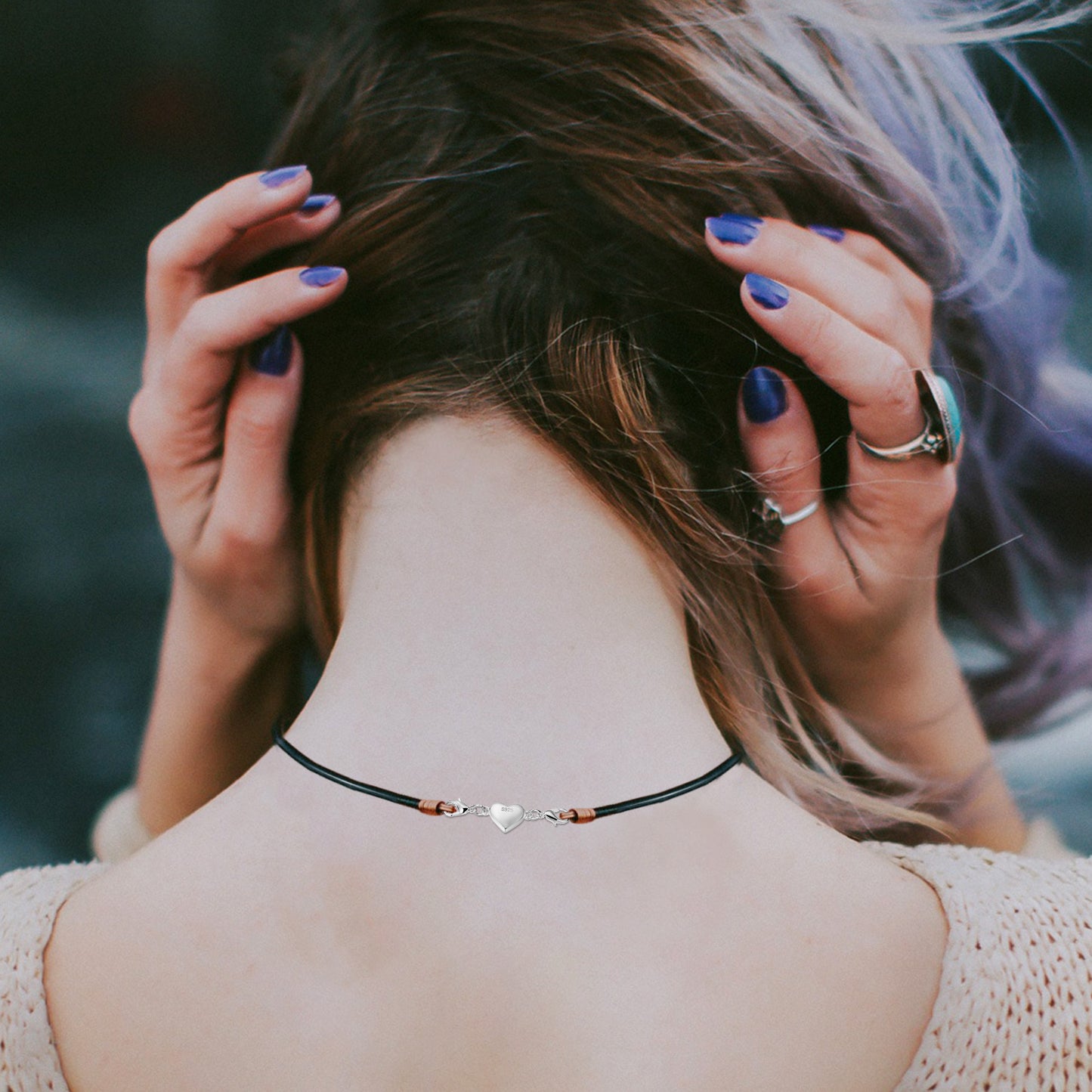 2 magnetische herzförmige Schnallenverbinder für Halsketten aus Silber-Yabubest - Home & More