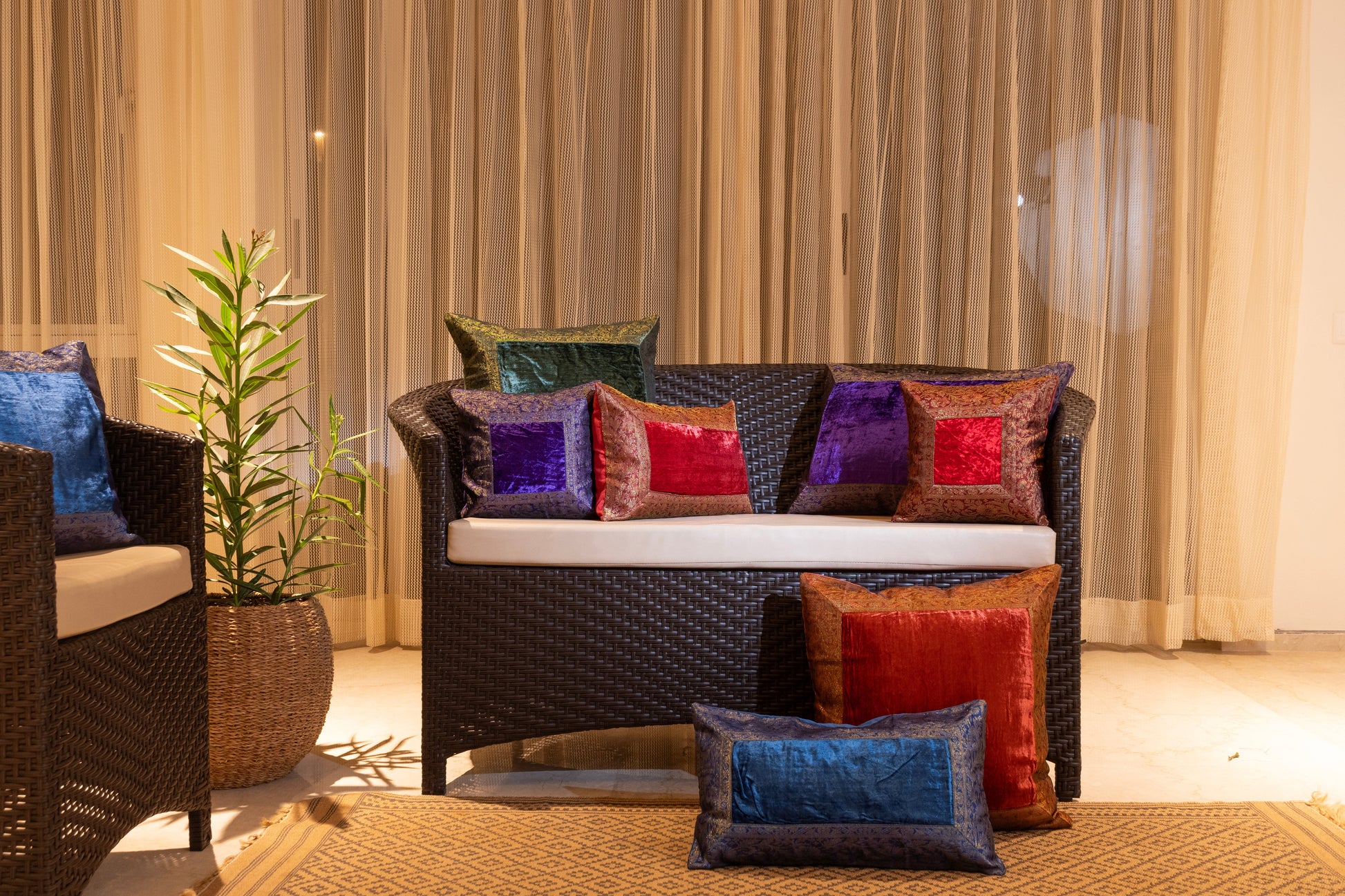 Orientalische Kissenbezüge aus Baumwolle Samt und Brokat 30 x 50 cm-Aga's Own