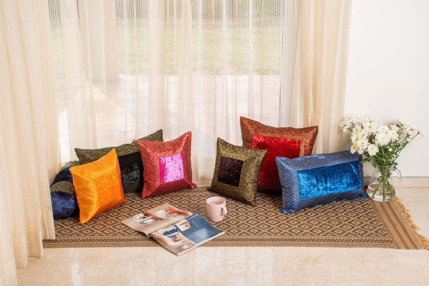 Orientalische Kissenbezüge aus Baumwolle Samt und Brokat 30 x 50 cm-Aga's Own