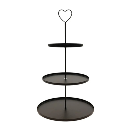 Etagere Paris schwarz 48x30 rund Metall 3 Schichten 3-Stöckig Vintage Muffin Herz - Yabubest - Home & More
