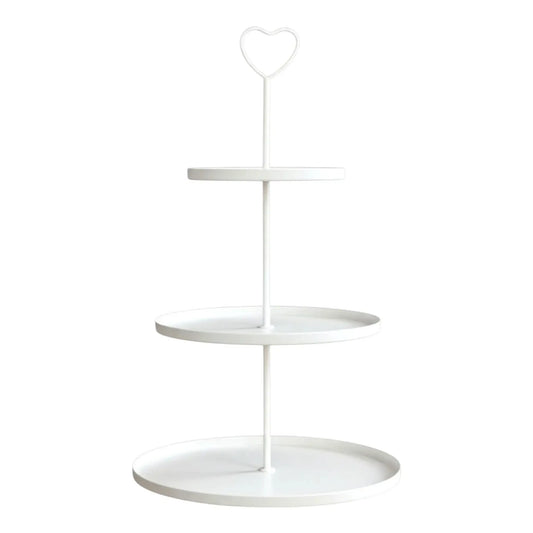 Etagere Paris weiß 48x30 rund Metall 3 Schichten 3-Stöckig Vintage Muffin Herz - Yabubest - Home & More