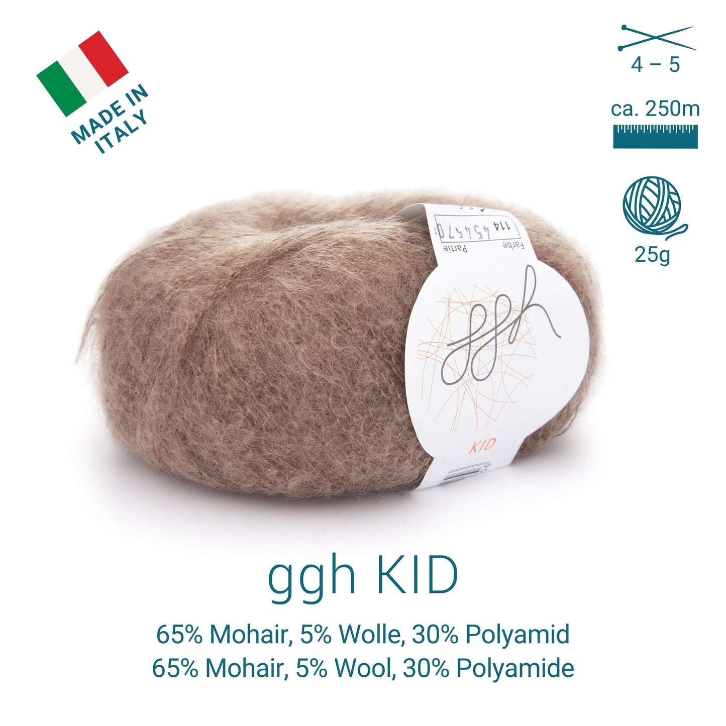 ggh Kid Mohairwolle Farbe 114 Fuchs Lacegarn