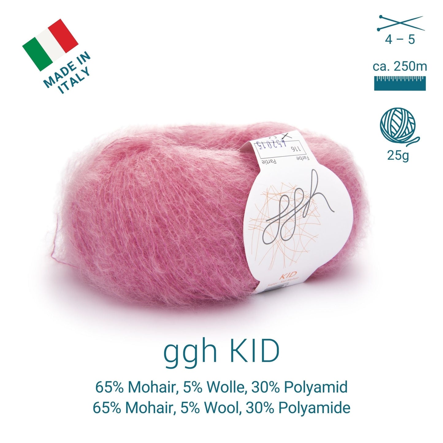 ggh Kid Mohairwolle Farbe Korallrosé 116