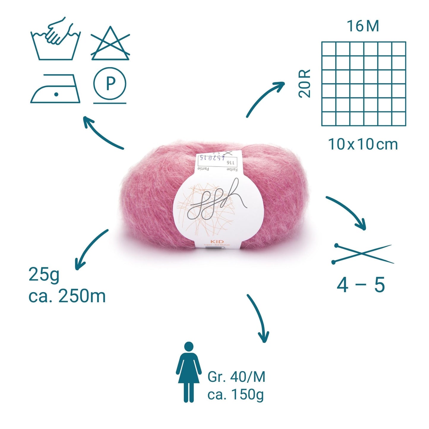 ggh Kid Mohairwolle Farbe Korallrosé 116