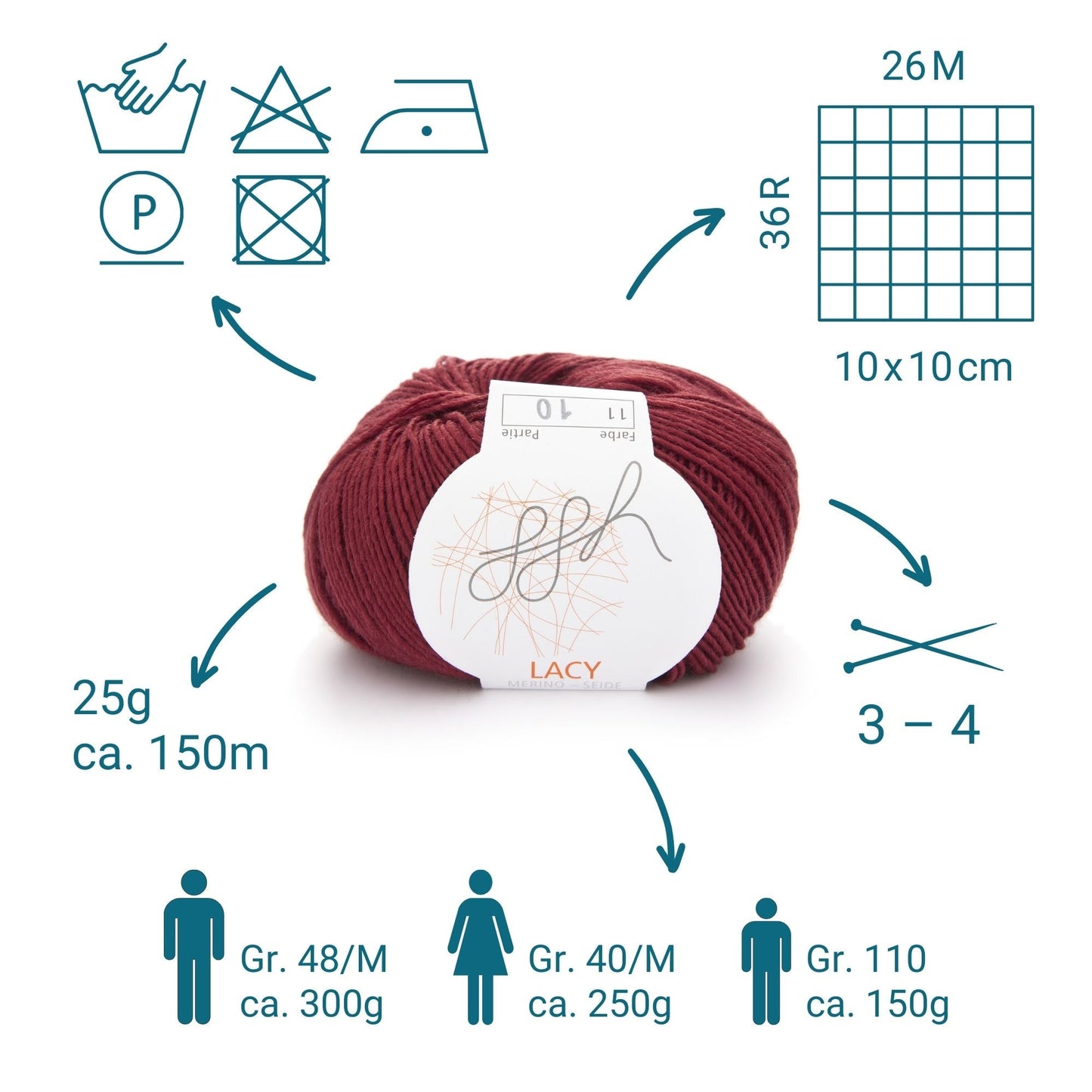 GGH Lacy Kardinalrot Luxusgarn Merinowolle Seide