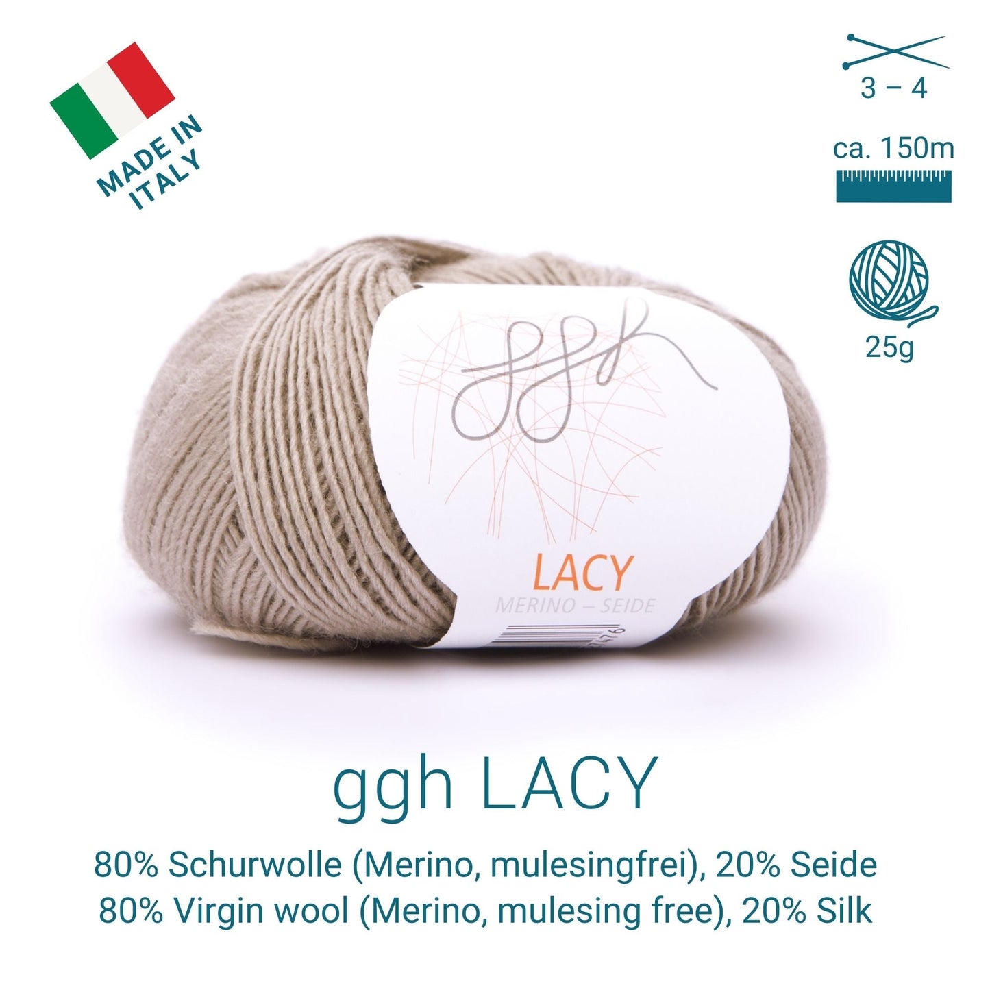 GGH Lacy 019 Beige Merinowolle-Seide Garn