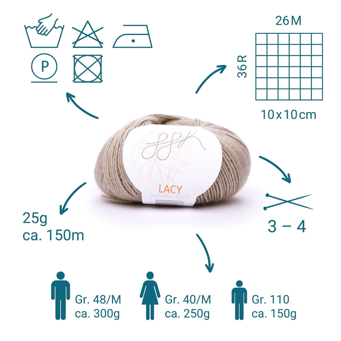 GGH Lacy 019 Beige Merinowolle-Seide Garn