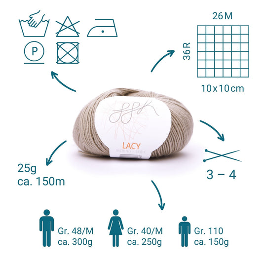 GGH Lacy 019 Beige Merinowolle-Seide Garn