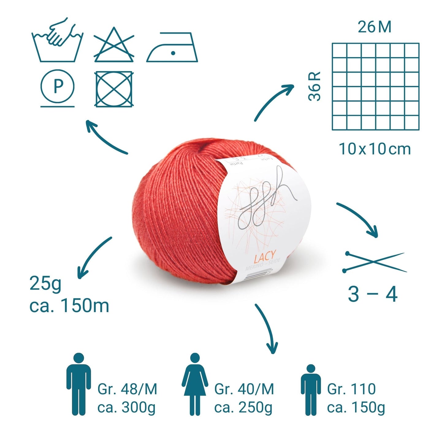 GGH Lacy Feinwolle Garn Marsrot 027 Strickgarn