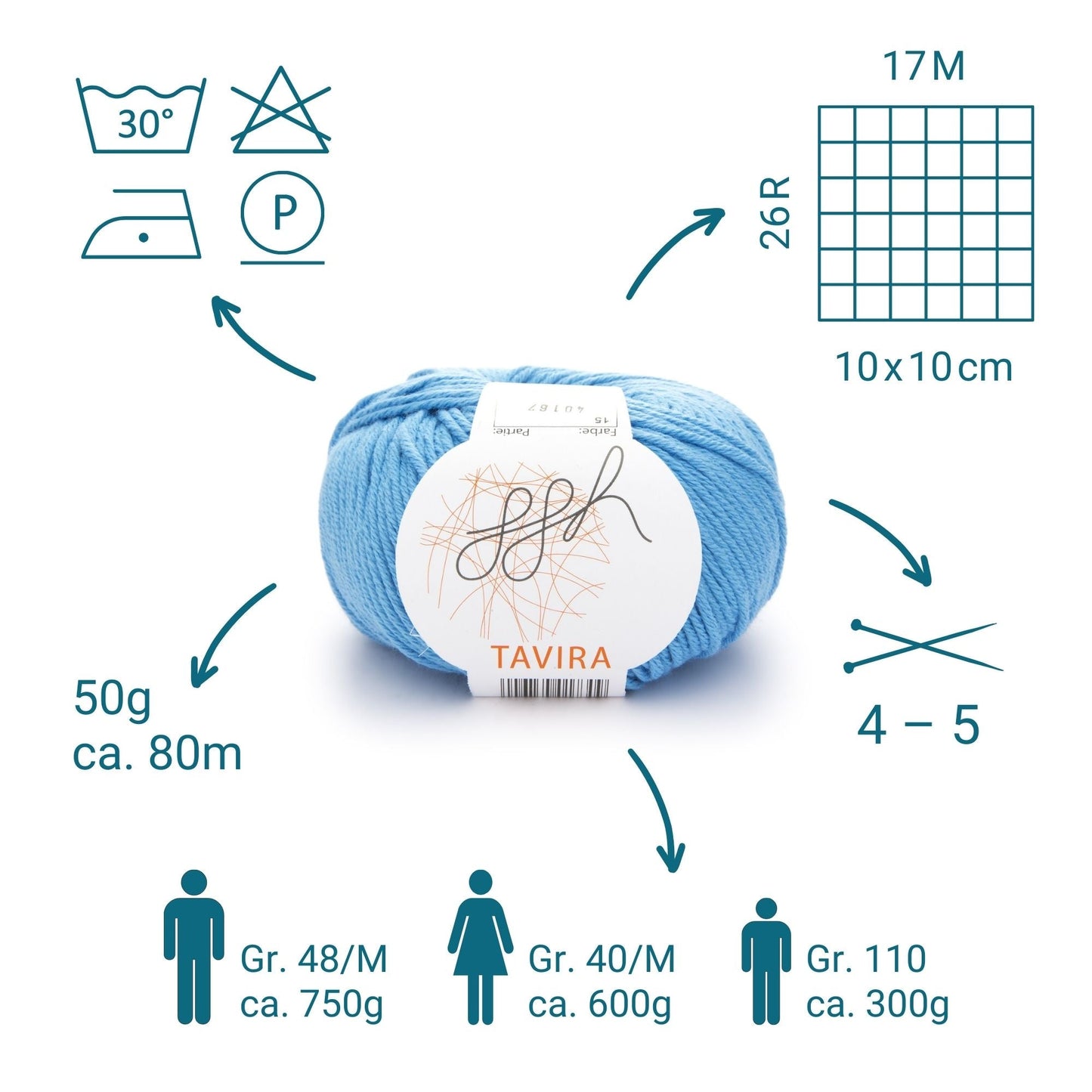 ggh Tavira 015 Aqua Garn zum Stricken und Häkeln