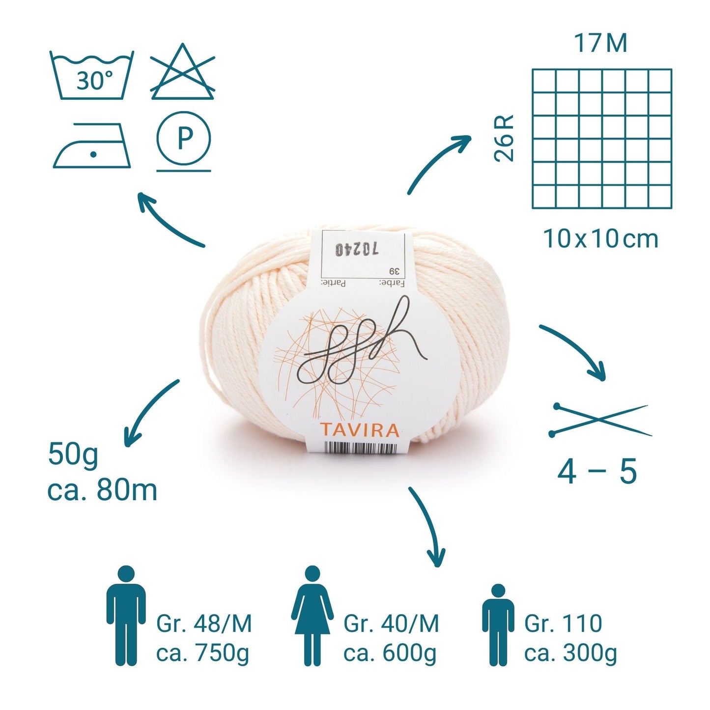 ggh Tavira 039 Puder Wolle Strickgarn