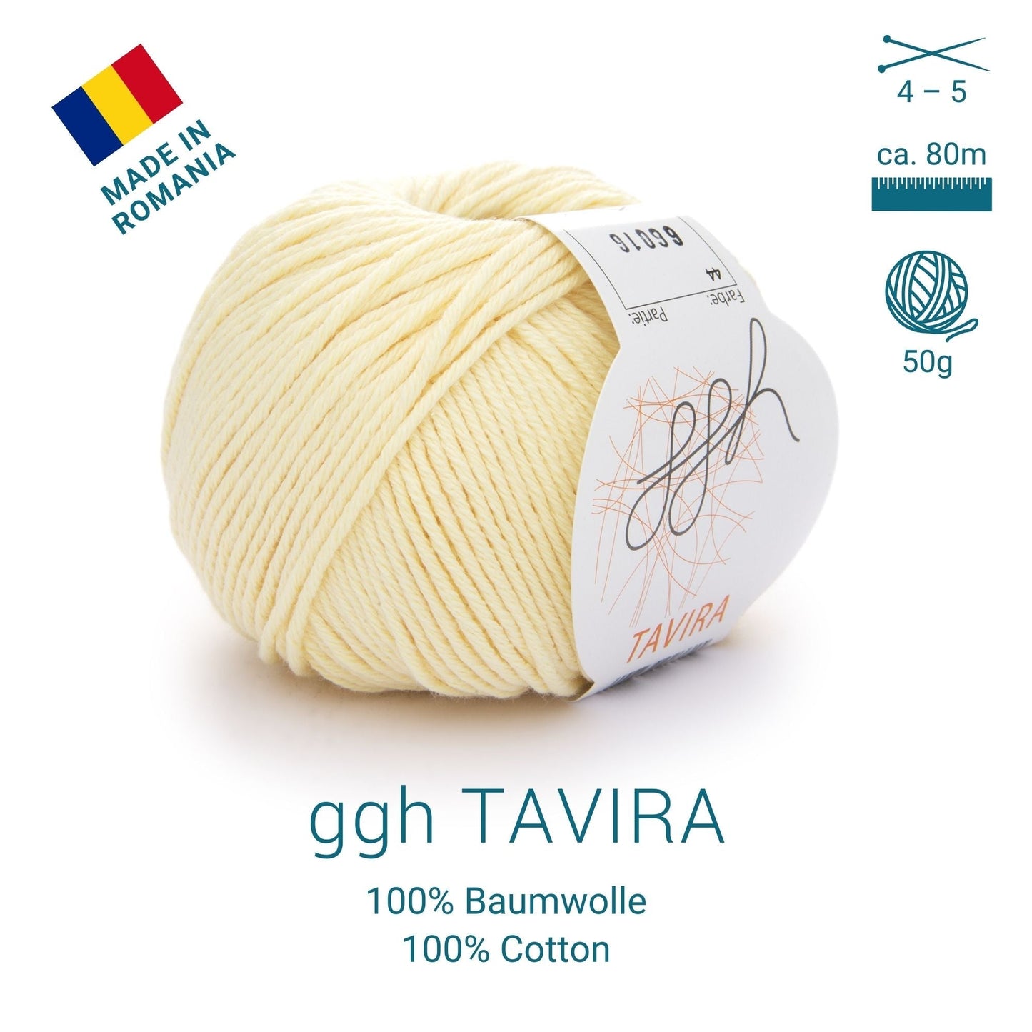 ggh Tavira Strickgarn Vanille 044 ideal zum Stricken