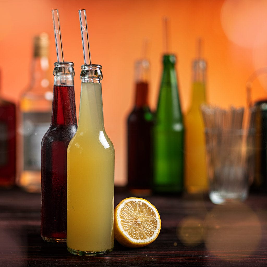 50er Set 30cm Glasstrohhalme mit Gravur für Flaschen bis 1 Liter