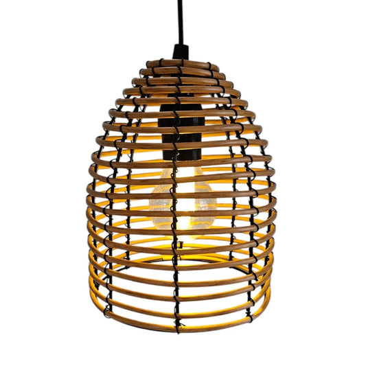 Hängeleuchte LED Rattan Optik Außen Innenbereich 18x16 cm Gartenbeleuchtung - Yabubest - Home & More
