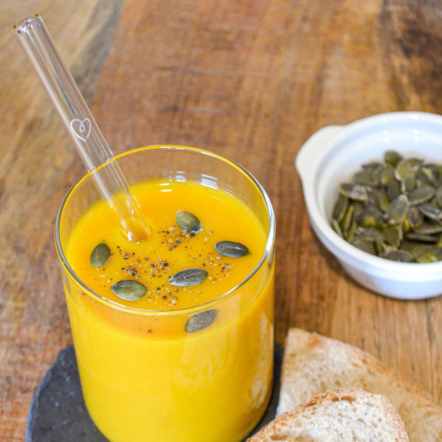 Herz Symbol Edition gravierte Glastrinkhalme mit schönen Herzen & Herzchen