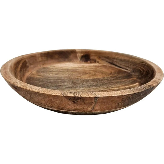 Holzschale Mangoholz Dekoschale rund Schale für Lebensmittel natur braun Ø 30 cm - Yabubest - Home & More