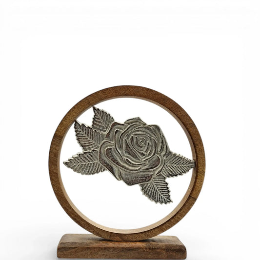 Holzschild mit Rosen Blumen Deko Schild Aufsteller Holzschild Metall Geschenk Mangoholz - Yabubest - Home & More