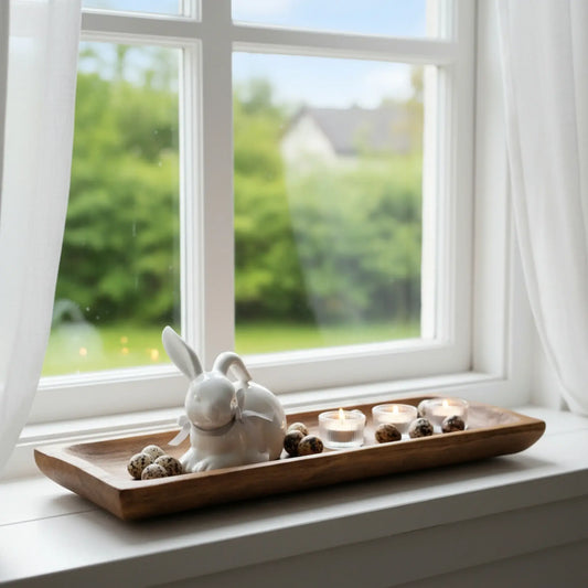 Holztablett Holzbrett Dekoschale Holzschale braun 58x22 cm Kerzentablett Dekobrett XXL - Yabubest - Home & More