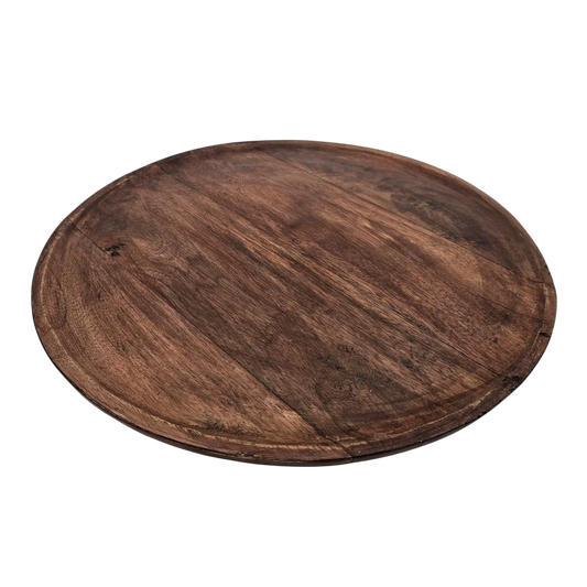 Holzteller Dekoteller rund hellbraun dunkelbraun 37 cm Kerzenteller Mangoholz - Yabubest - Home & More