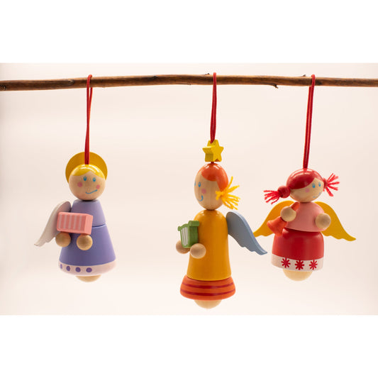 Dekoratives 3er Set Holzengel für Weihnachtsdeko