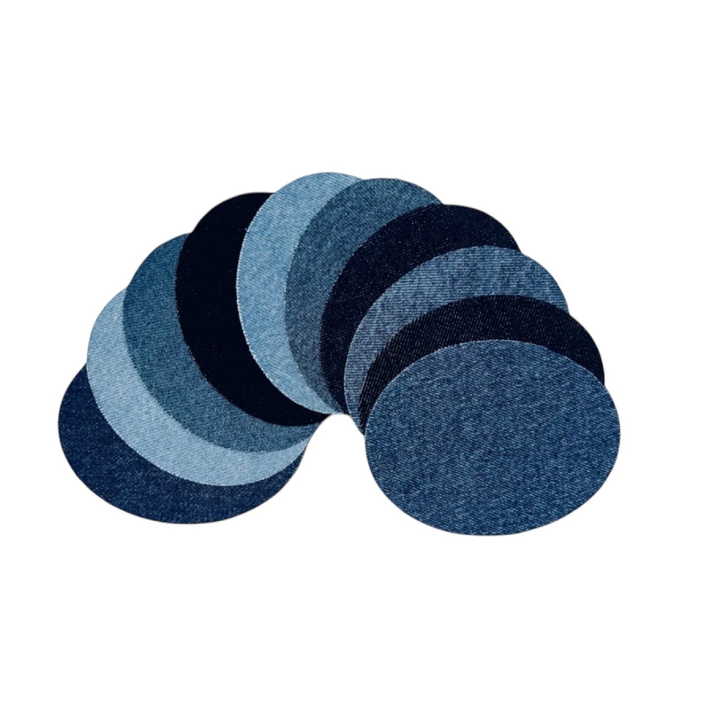 10x Bügelflicken Jeansflicken oval Set 8,5x11cm / Sparpack ab 0,85 €/Stück