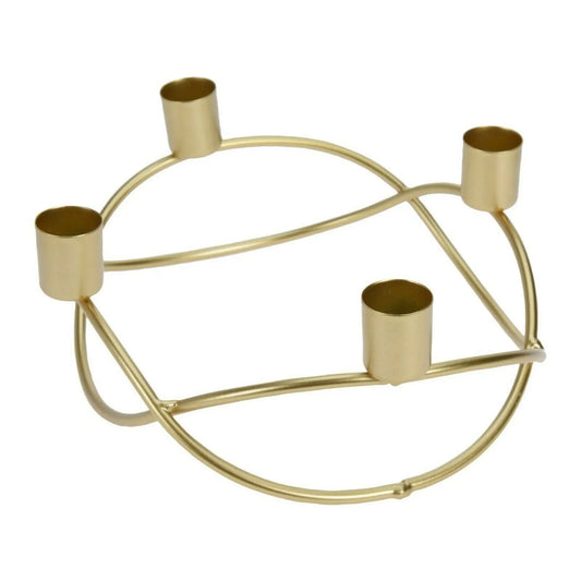 Kerzenständer gold Metall Kerzenleuchter Adventskranz Deko Kerzenhalter Ø 21 cm - Yabubest - Home & More