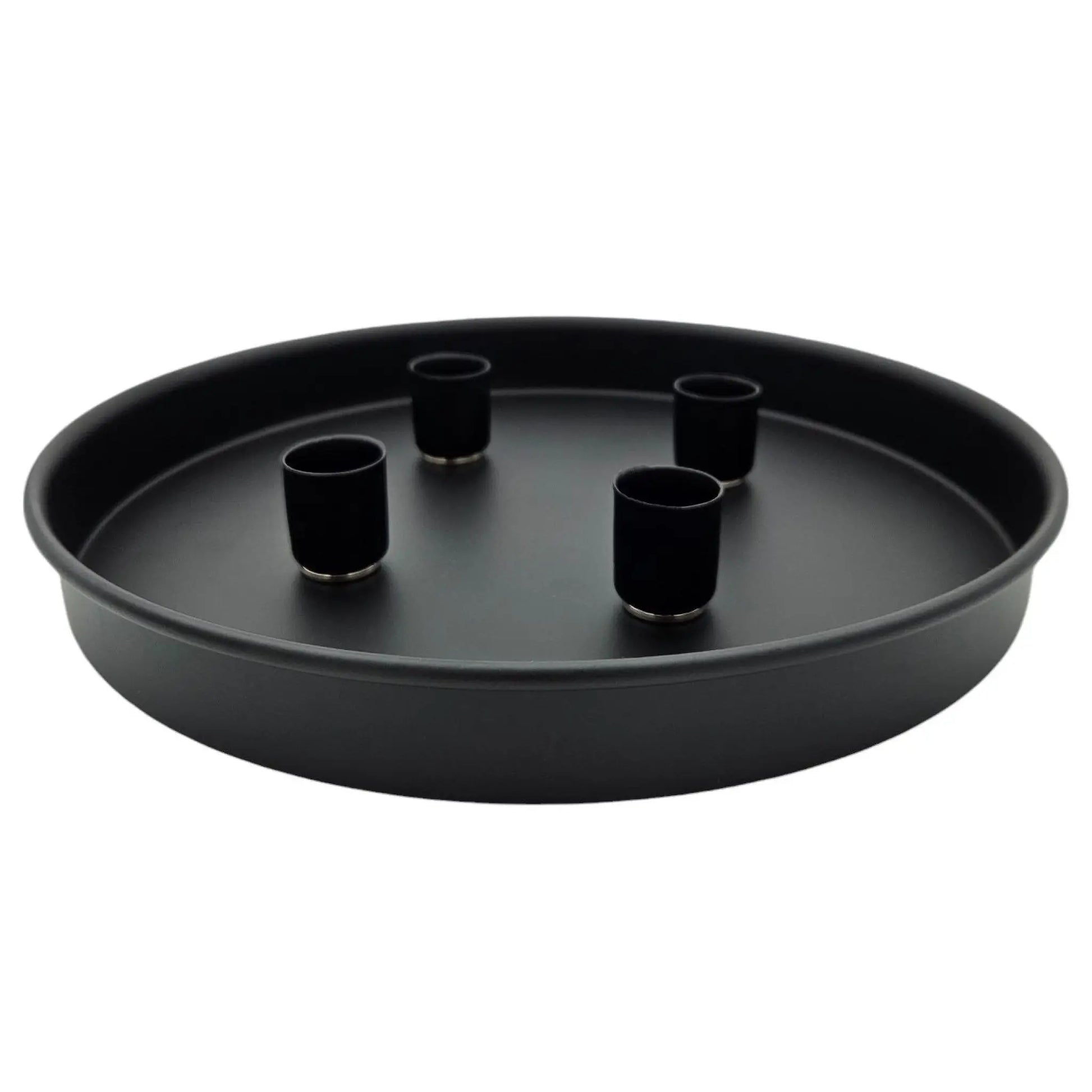 Kerzenteller Kerzentablett magnetische Kerzenhalter Tablett schwarz Metall 25 cm-Miamonda