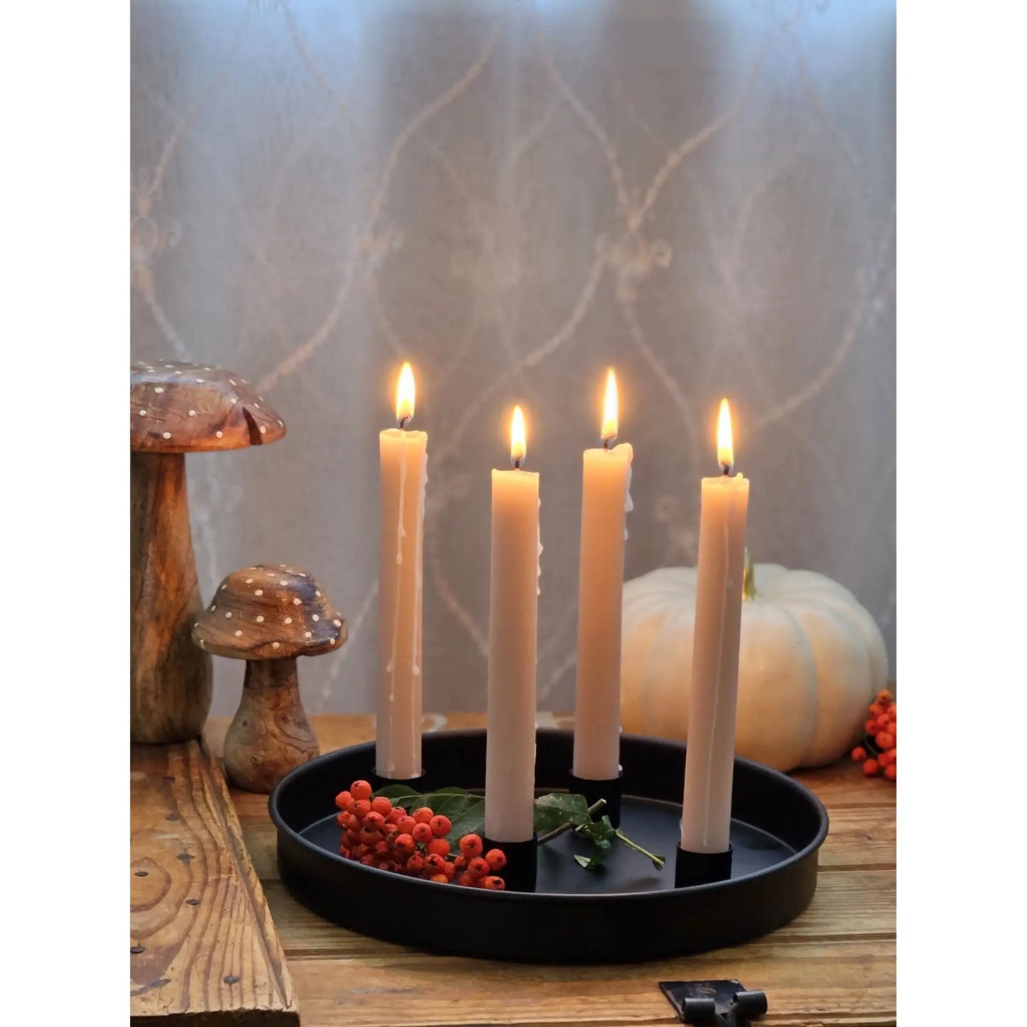 Kerzenteller Kerzentablett magnetische Kerzenhalter Tablett schwarz Metall 25 cm-Miamonda