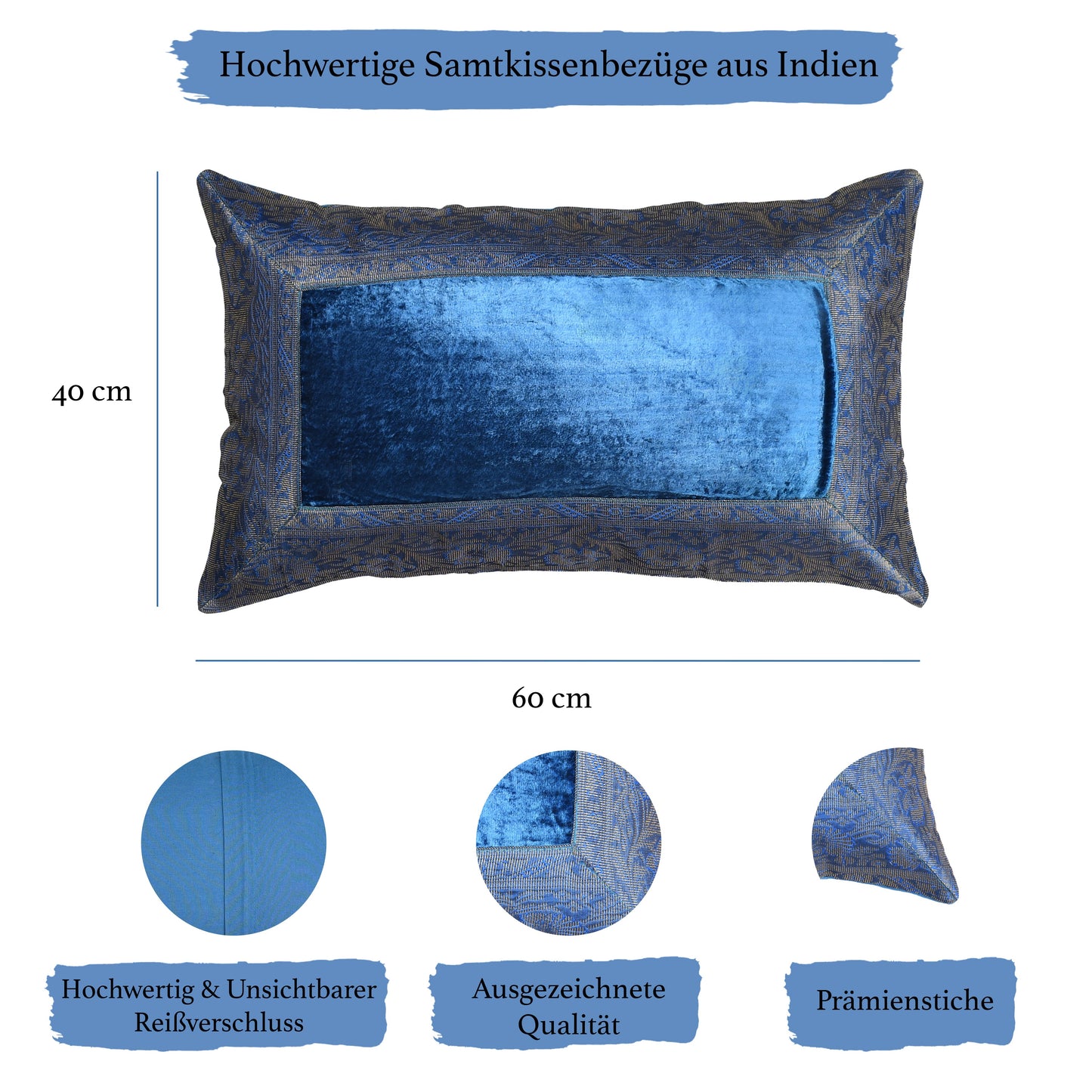 Orientalischer Kissenbezug 30x50 aus Brokat Samt und Baumwolle-Aga's Own