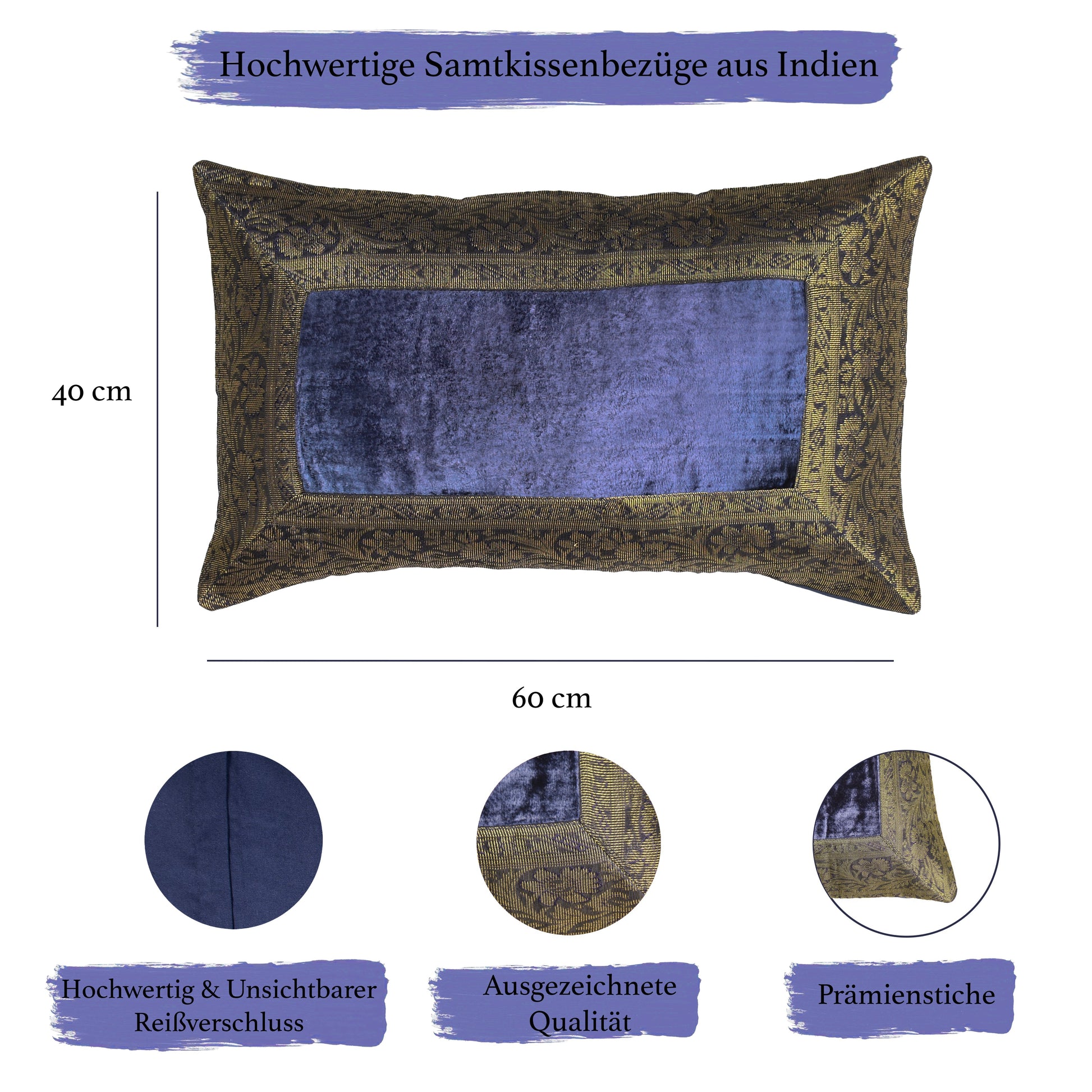 Orientalischer Kissenbezug 30x50 aus Brokat Samt und Baumwolle-Aga's Own