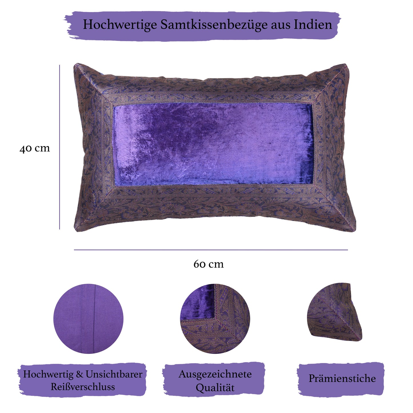 Orientalischer Kissenbezug 30x50 aus Brokat Samt und Baumwolle-Aga's Own