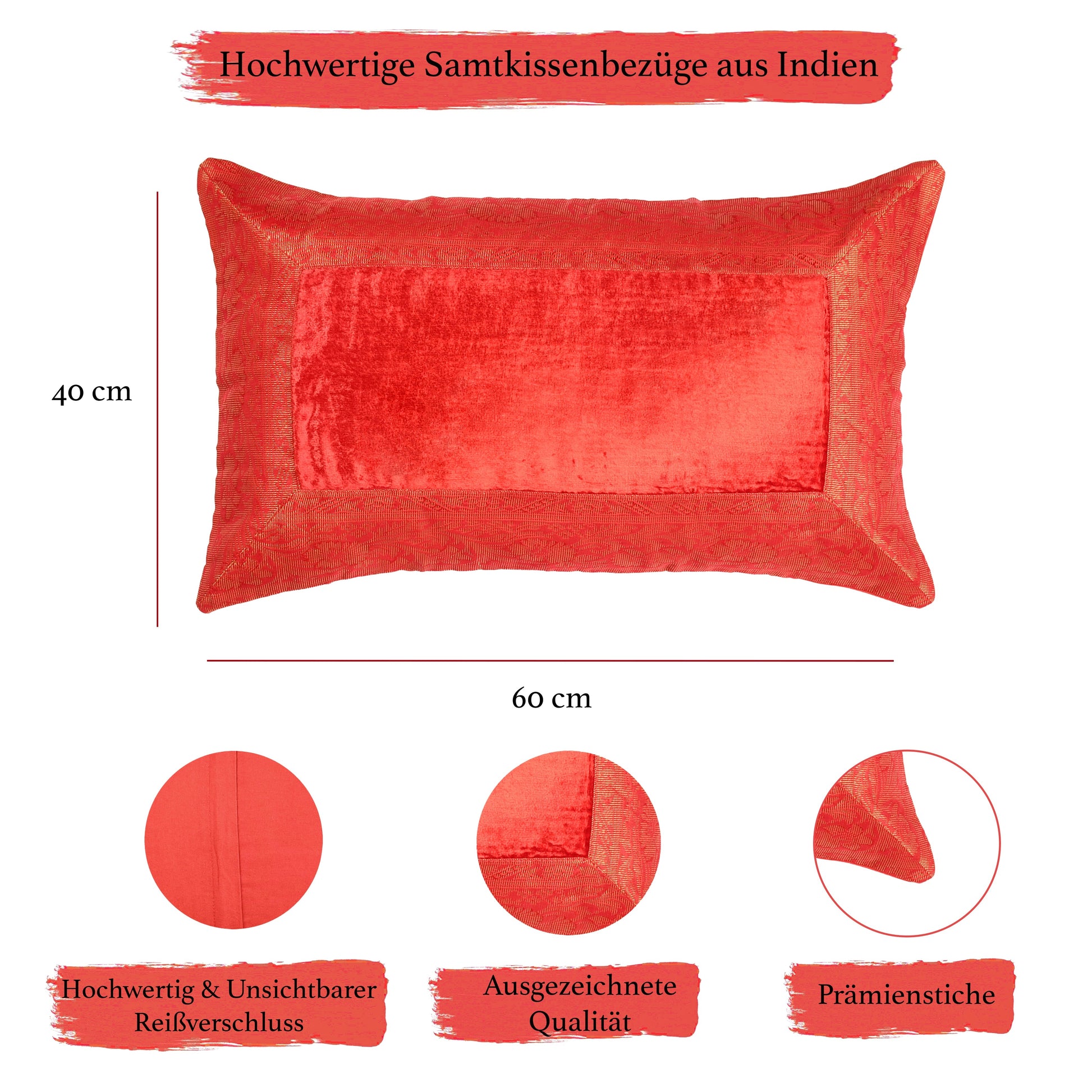 Orientalischer Kissenbezug 30x50 aus Brokat Samt und Baumwolle-Aga's Own