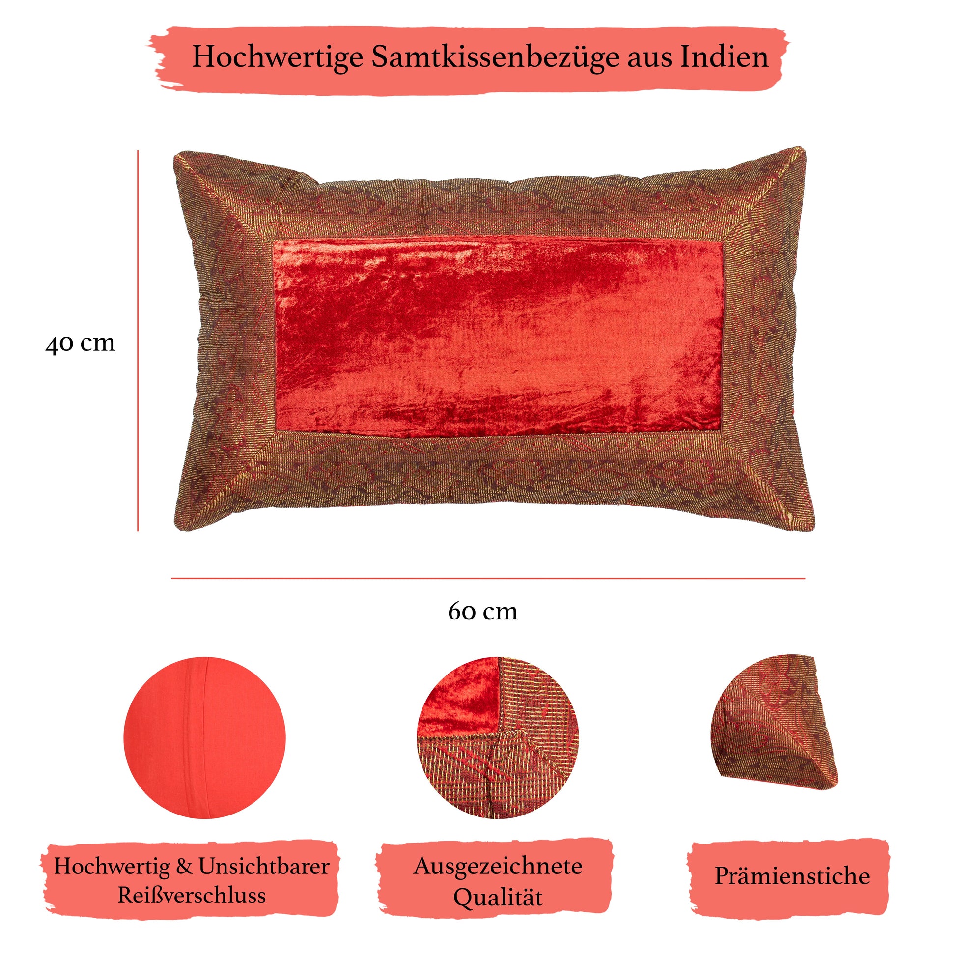 Orientalische Kissenbezüge aus Baumwolle Samt und Brokat 30 x 50 cm-Aga's Own