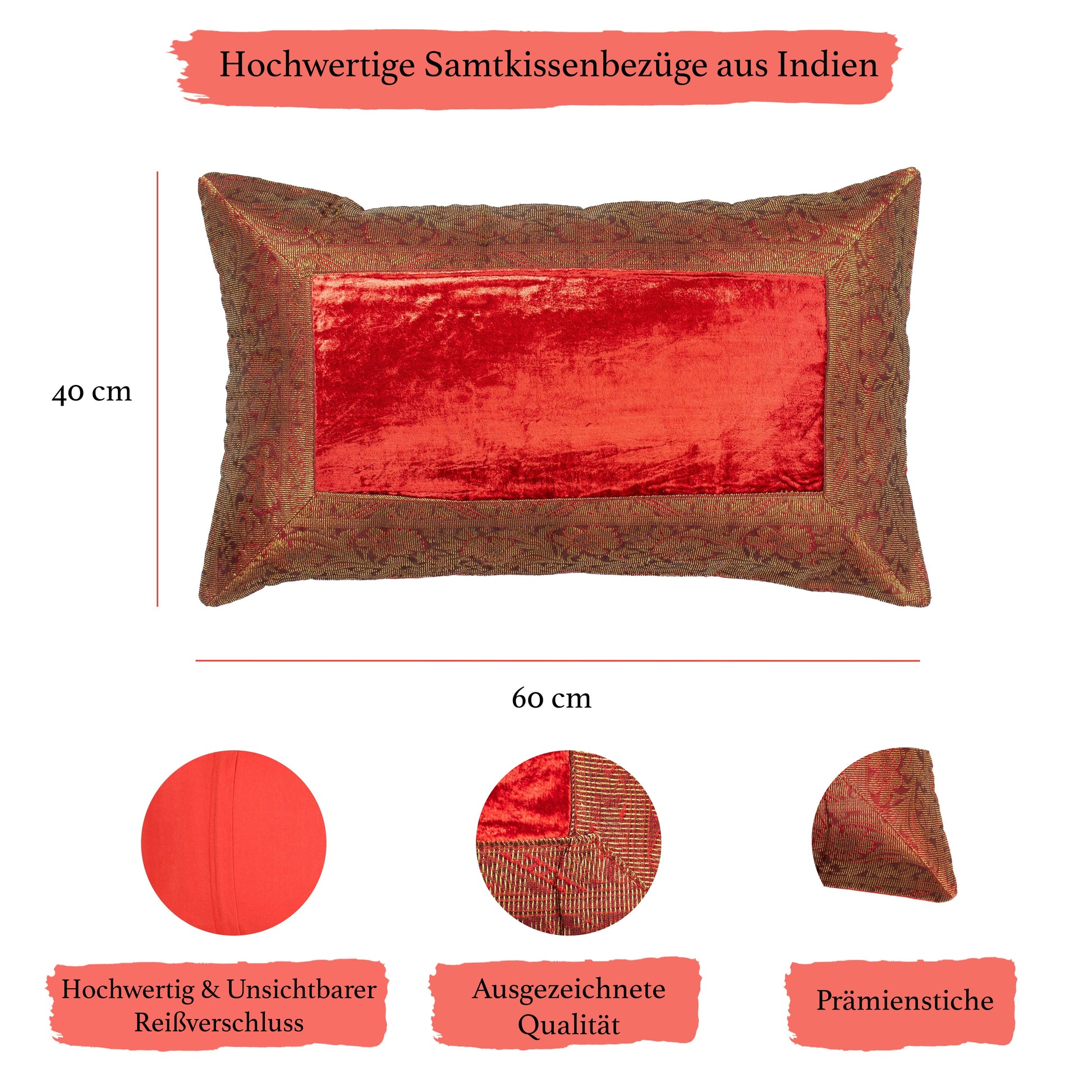 Orientalischer Kissenbezug 30x50 aus Brokat Samt und Baumwolle-Aga's Own