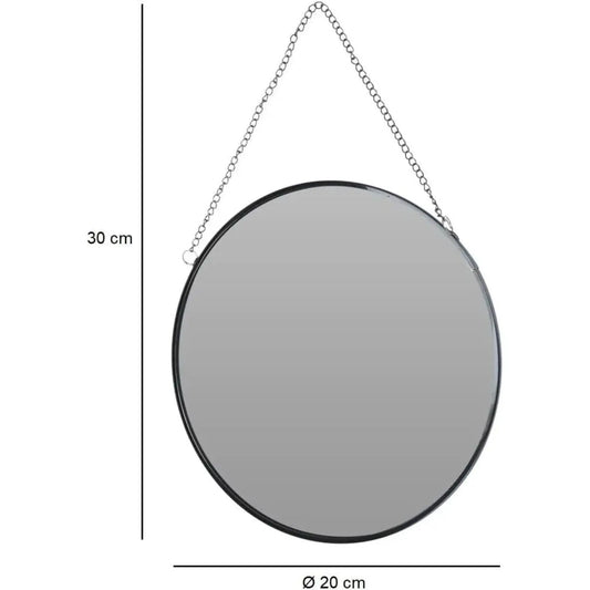 Kleiner Spiegel rund Wandspiegel Deko Metall Glas Dekospiegel schwarz Ø 20 cm - Yabubest - Home & More