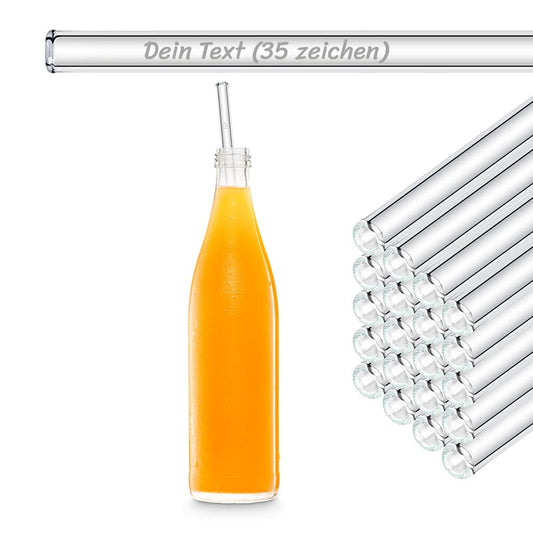 50er Set 30cm Glasstrohhalme mit Gravur für Flaschen bis 1 Liter