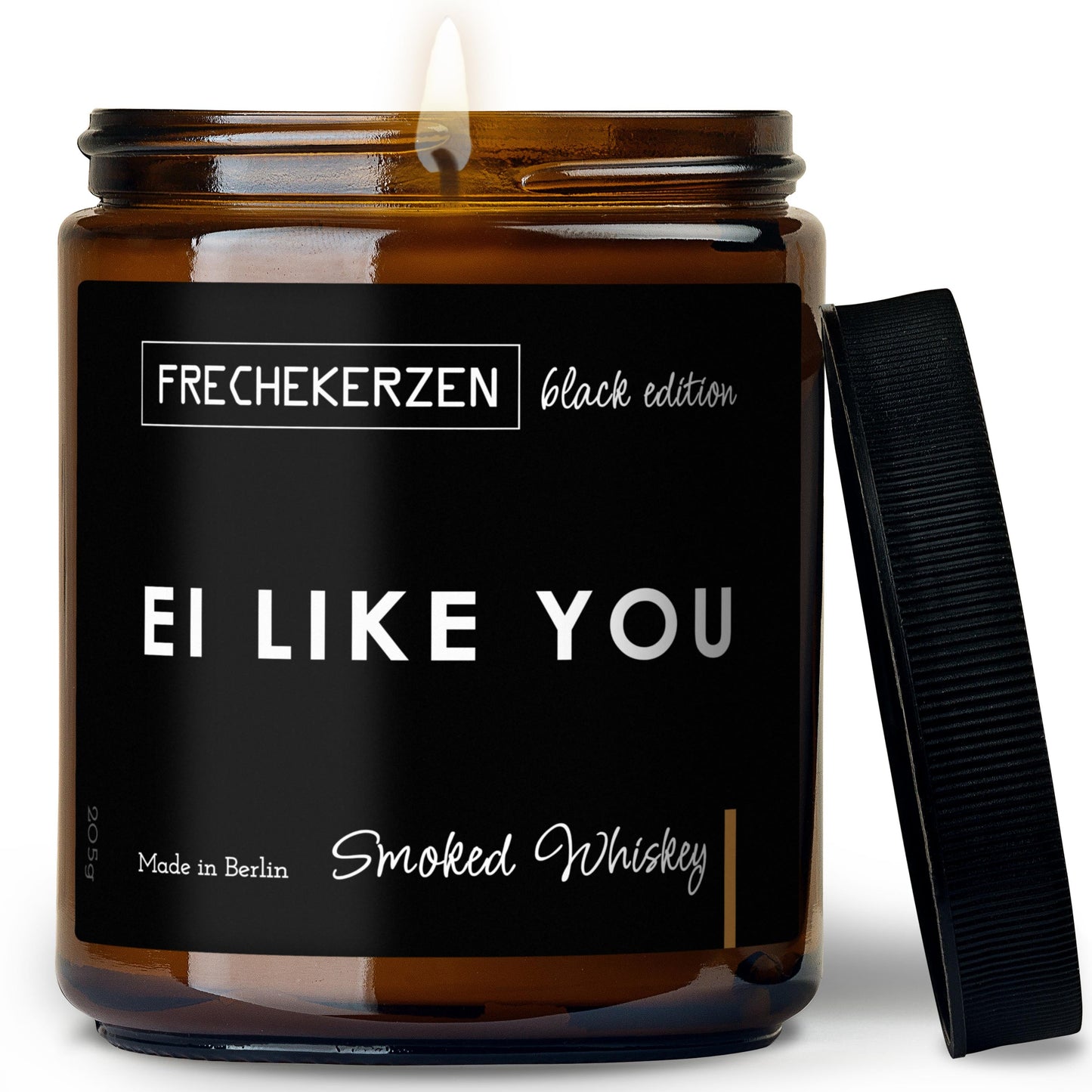 Duftkerze im Glas mit Spruch ei like you Black Edition-mysoy