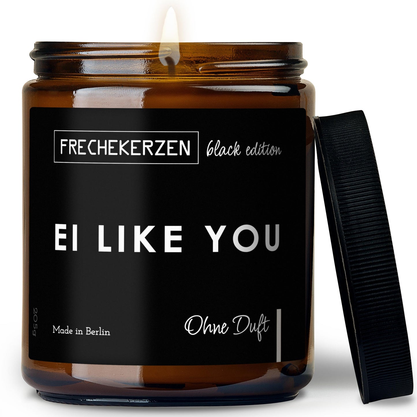 Duftkerze im Glas mit Spruch ei like you Black Edition-mysoy