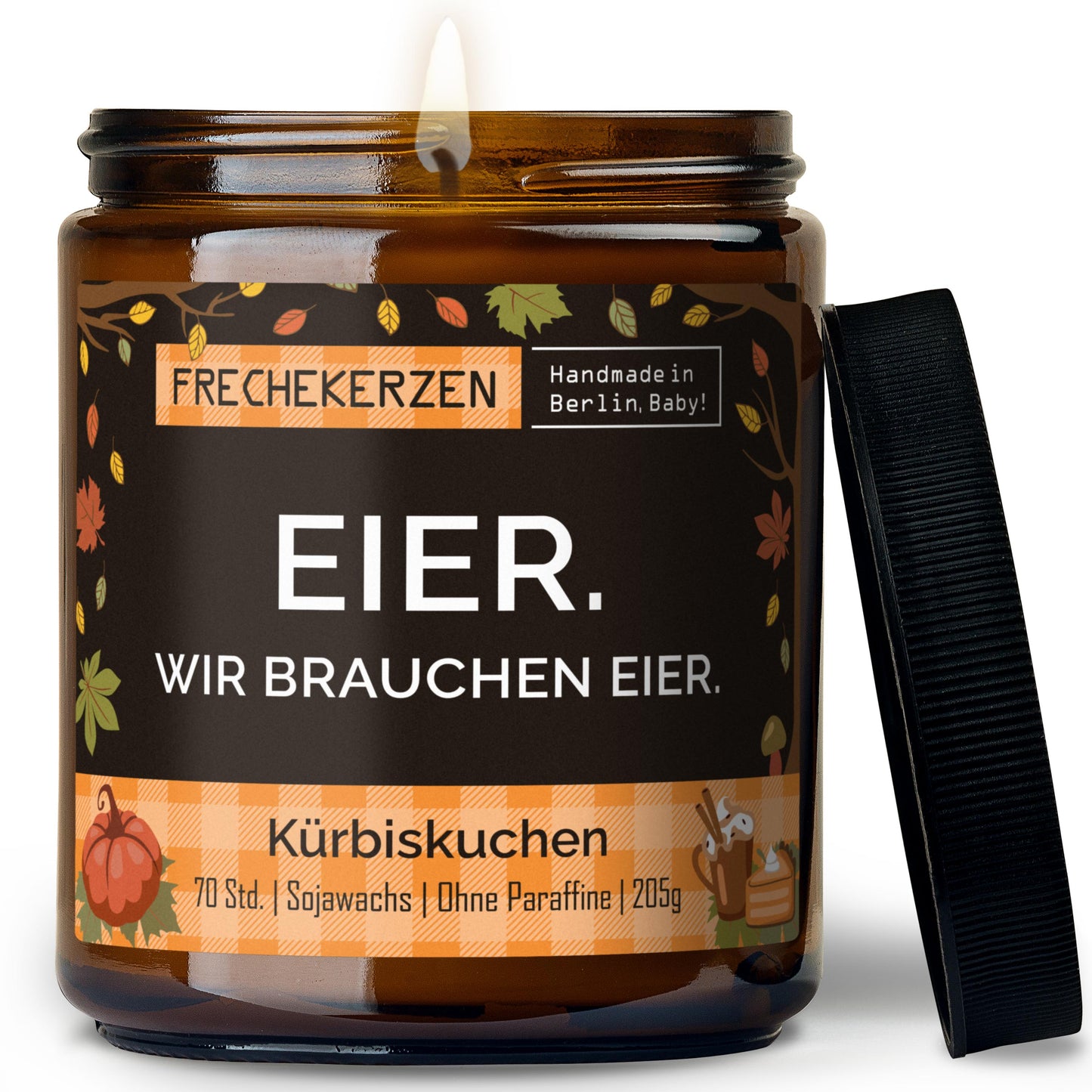Freche Kerze im Glas mit Spruch eier wir brauchen eier-mysoy