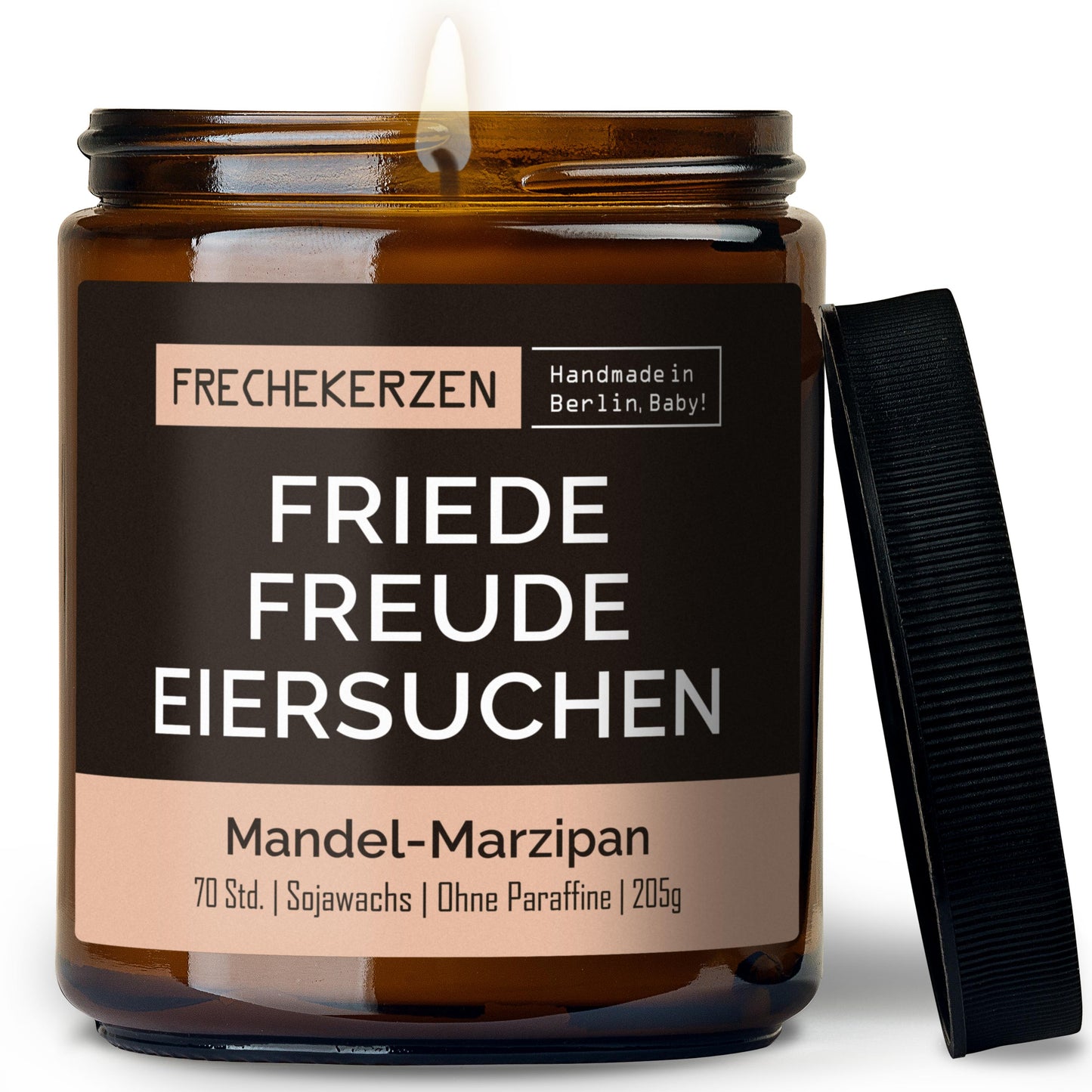 Duftkerze im Glas mit Spruch friede freude eiersuchen-mysoy