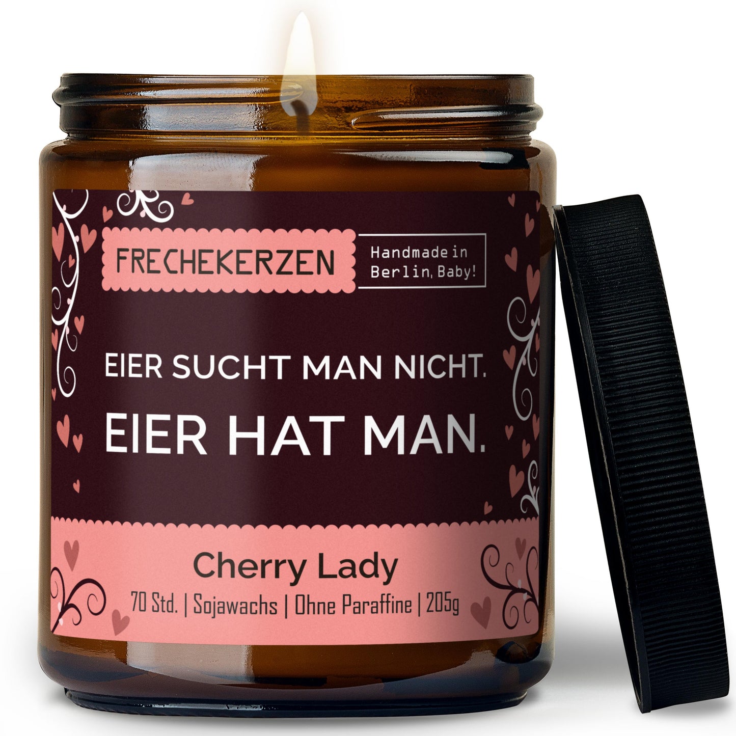 Freche Duftkerze im Glas mit Spruch eier hat man-mysoy